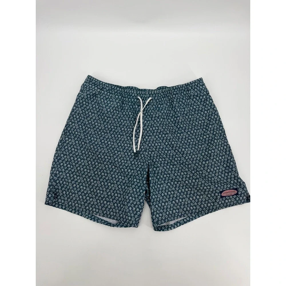 Vineyard Vines Mens Chappy Swim Trunks Blue Floral Daisy 7 Inch Inseam Large L